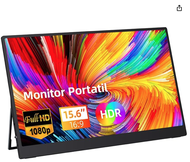 Bettdow Monitor Portatil 15,6”, FHD 1080P Monitor Portátil Conectado Com USB C Dupla/HDMI, IPS Extensor De Tela para Notebook com VESA, Plug and Play